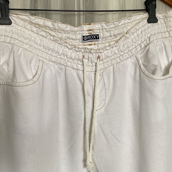 Vtg 90’s Foxy jeans wide legs, pull up, drawstring! Linen /cotton blend! Size S - Picture 3 of 12